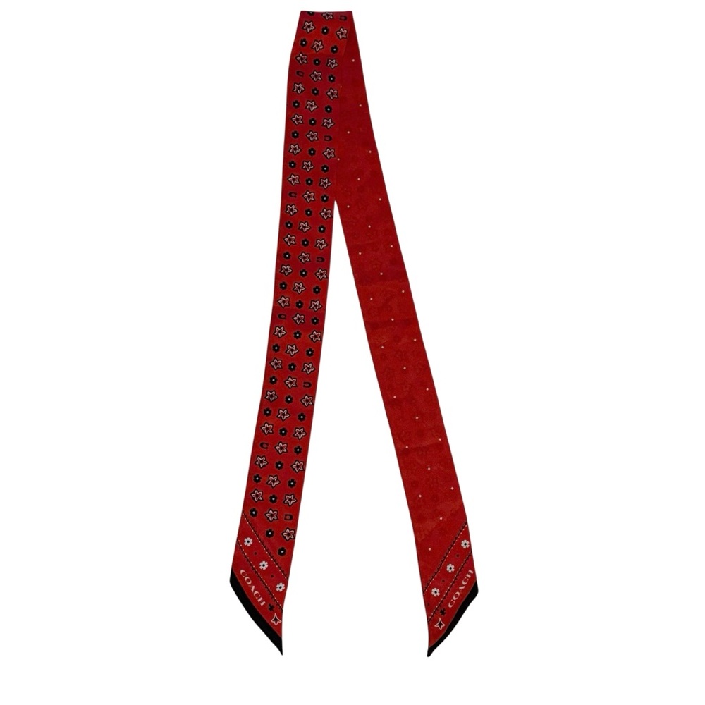 Coach Red bandana print skinny scarf